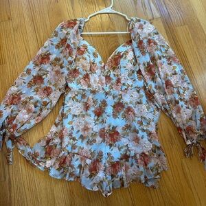 Floral Chiffon Romper - Multicolor